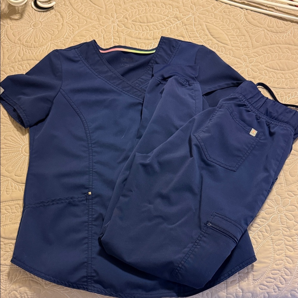 Navy Blue Scrub Set XS top/ S jogger pant
